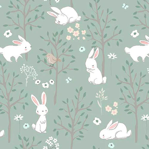 REMNANTS 27in - Sweet Bunnies Sage - AE Nathan Flannel