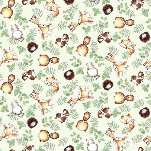 Cute Forest Animals Light Green - AE Nathan Flannel