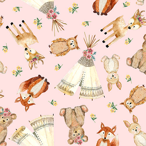Forest Friends - Tossed Animals Pink