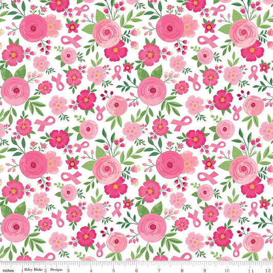 Strength in Pink - Floral White