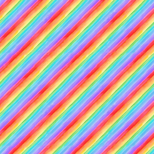Hello Sunshine - Diagonal Rainbow Stripes