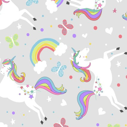 Unicorns and Rainbows Grey - AE Nathan Flannel