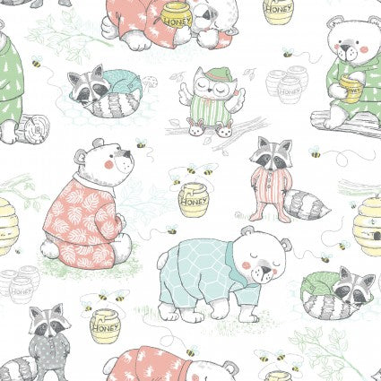 Animals in Pajamas White - AE Nathan Flannel